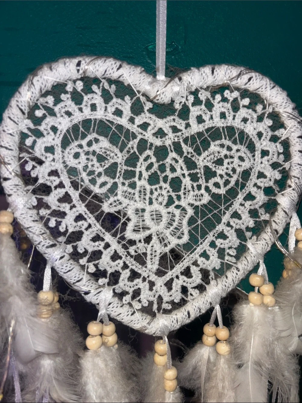 White Heart Lace Dreamcatcher Tapestry